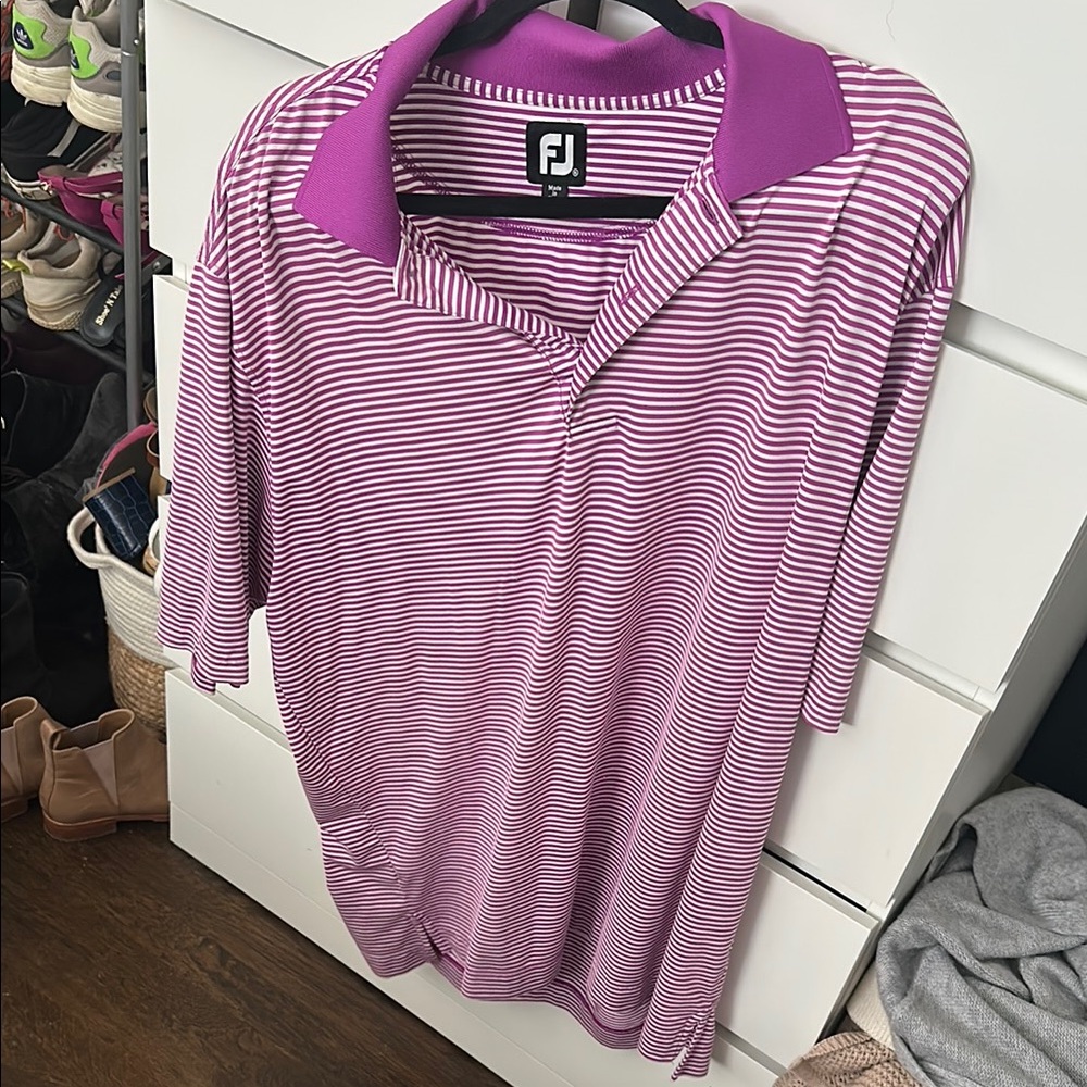 FootJoy Purple and White Striped Polo
